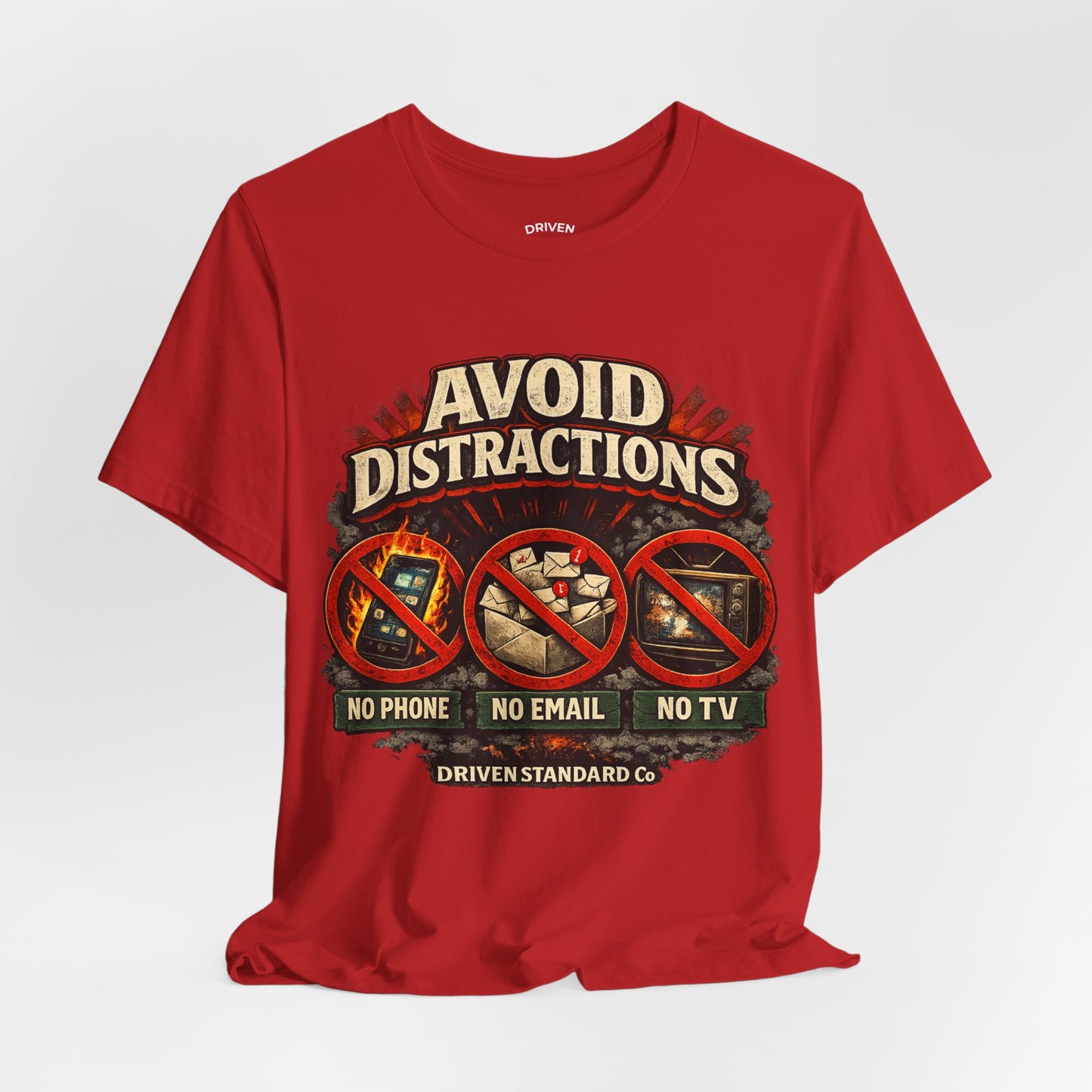 Avoid Distractions Graphic Tee — No Phone • No Email • No TV